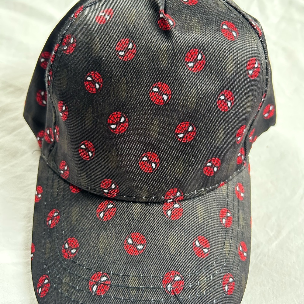 Black Cap with Red Spider-Man Pattern